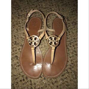 Tory Burch Crystal Logo Thong Sandal